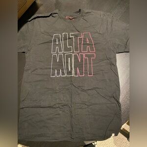 Altamont Black Tee with Red and White Outline